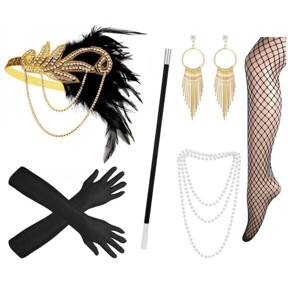 ✨ 6PCS 1920s Accessories Flapper Great Gatsby Vintage Retro Costume Set NEW - Picture 1 of 16
